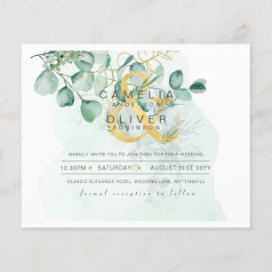 BUDGET Eucalyptus Greenery Gold Wedding QR CODE IN Flyer