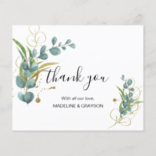 BUDGET Eucalyptus Greenery Gold Wedding Thank You
