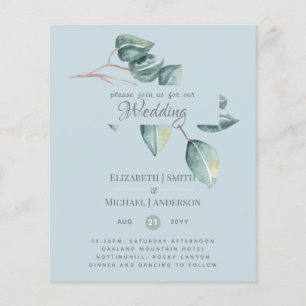 Budget Eucalyptus Greenery Leaves Wedding Invites