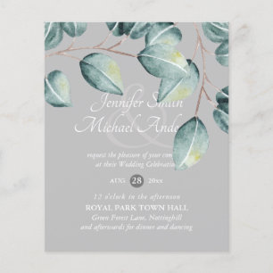 Budget Eucalyptus Greenery Leaves Wedding Invites