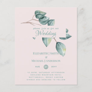 Budget Eucalyptus Greenery Leaves Wedding Invites