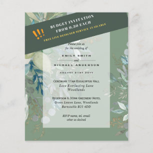 BUDGET EUCALYPTUS Greenery Leaves Wedding INVITES Flyer