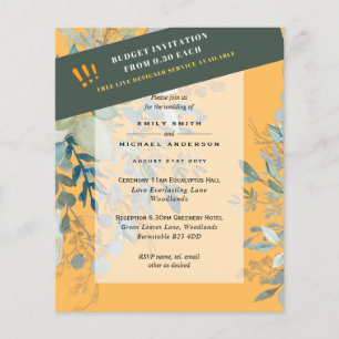 BUDGET EUCALYPTUS Greenery Leaves Wedding INVITES Flyer