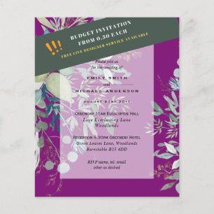 BUDGET EUCALYPTUS Greenery Leaves Wedding INVITES Flyer