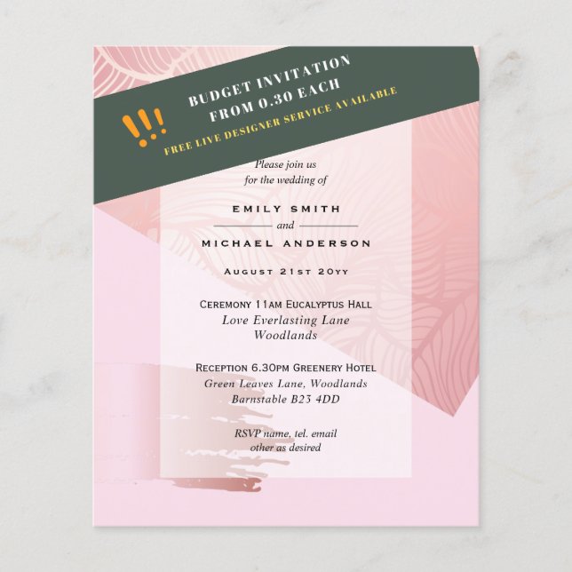BUDGET EUCALYPTUS Greenery Leaves Wedding INVITES  Flyer (Front)