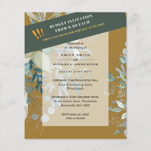BUDGET EUCALYPTUS Greenery Leaves Wedding INVITES Flyer