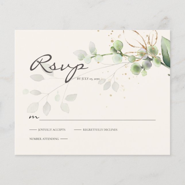 Budget Eucalyptus Greenery RSVP Response Card (Front)