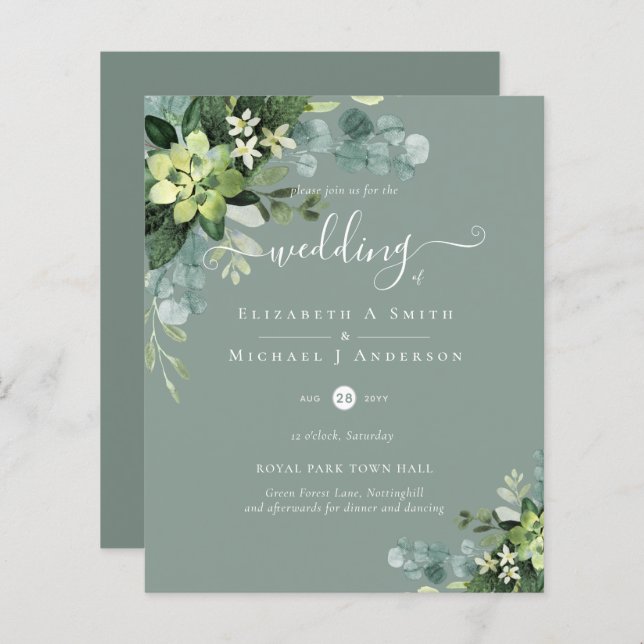BUDGET  Eucalyptus greenery Wedding (Front/Back)