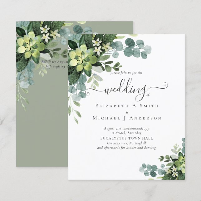 BUDGET  Eucalyptus greenery Wedding (Front/Back)