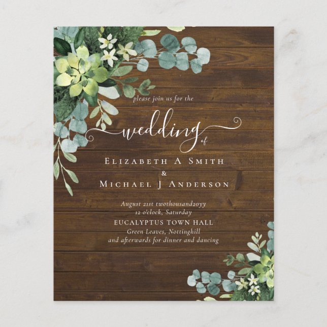 BUDGET  Eucalyptus Greenery Wedding Flyer (Front)