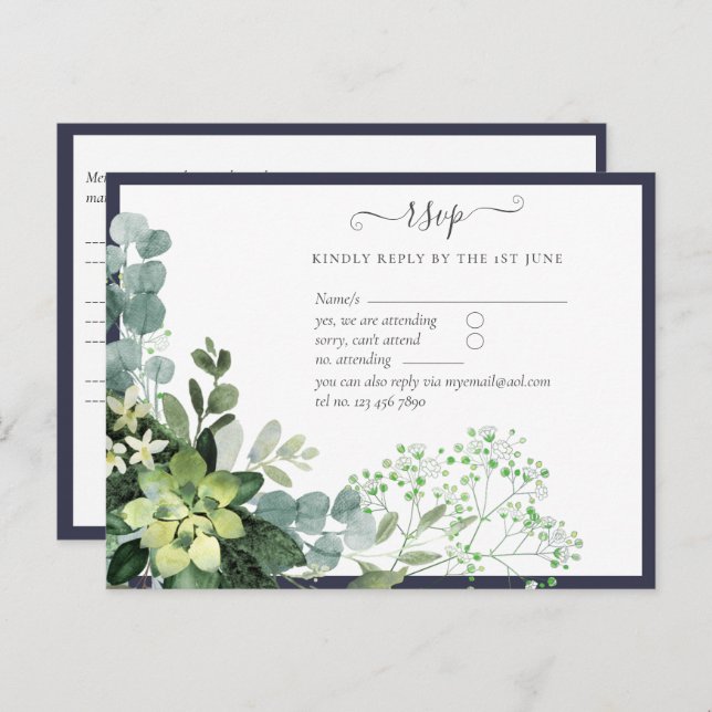BUDGET  Eucalyptus Greenery Wedding Foliage Postca Postcard (Front/Back)