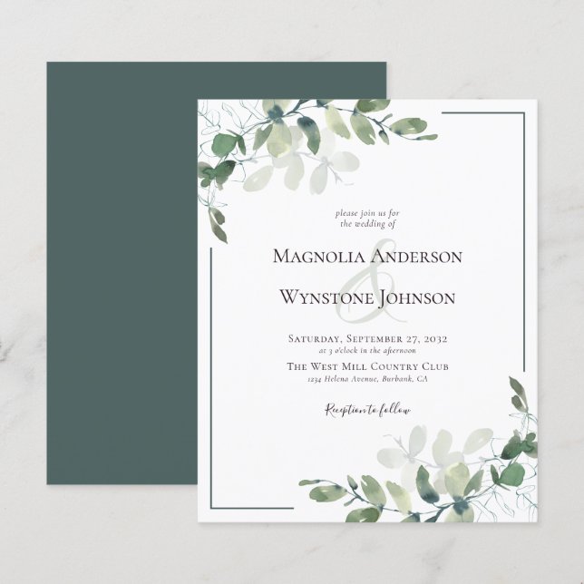 Budget Eucalyptus Greenery Wedding Invitation (Front/Back)