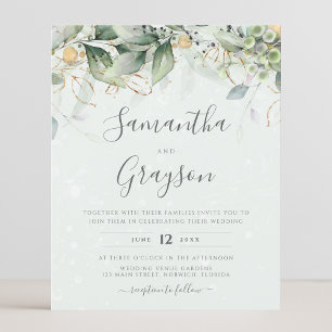 Budget Eucalyptus Greenery Wedding Invitation