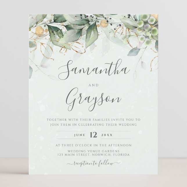 Budget Eucalyptus Greenery Wedding Invitation (Creator Uploaded)