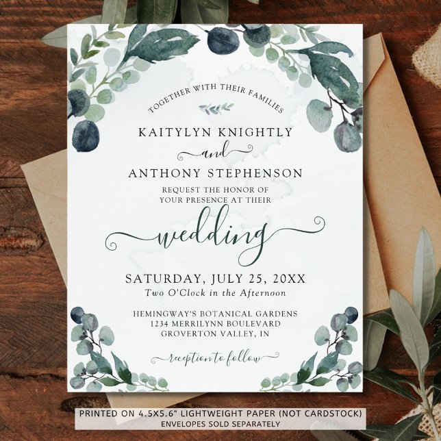 Budget Eucalyptus Greenery Wedding Invitation (Creator Uploaded)