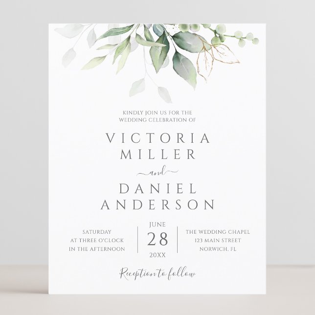 Budget Eucalyptus Greenery Wedding Invitation (Creator Uploaded)