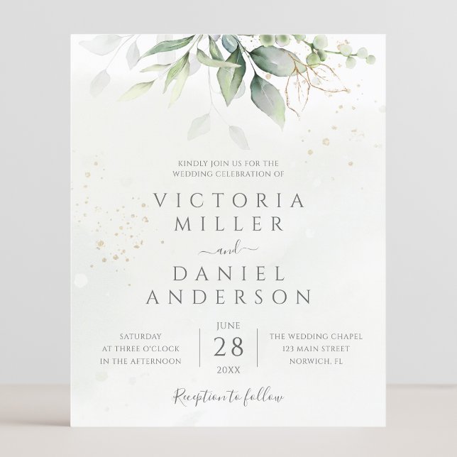 Budget Eucalyptus Greenery Wedding Invitation (Creator Uploaded)