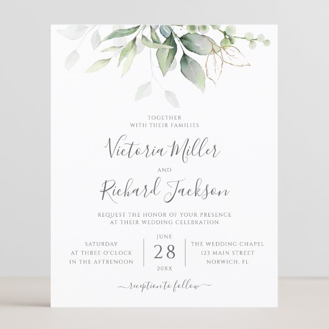 Budget Eucalyptus Greenery Wedding Invitation (Creator Uploaded)