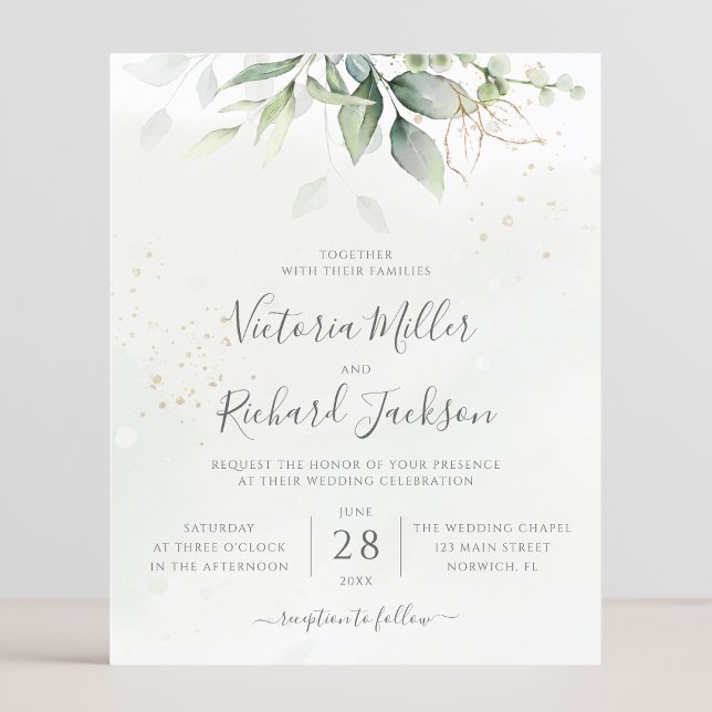 Budget Eucalyptus Greenery Wedding Invitation (Creator Uploaded)