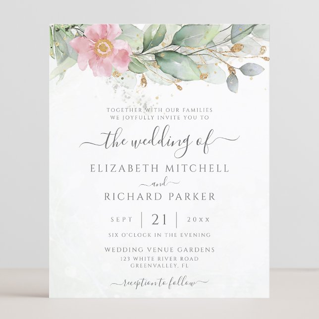 Budget Eucalyptus Greenery Wedding Invitation (Creator Uploaded)
