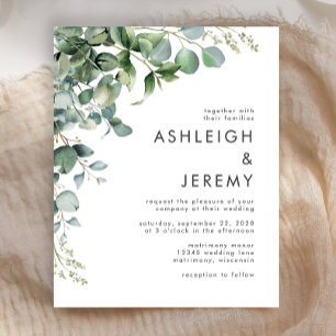 Budget Eucalyptus Greenery Wedding Invitation