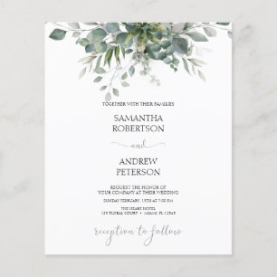 Budget  Eucalyptus Greenery Wedding Invitation