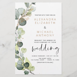 Budget Eucalyptus Greenery Wedding Invitations