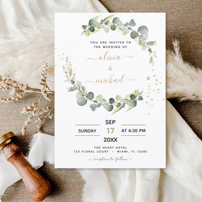 Budget Eucalyptus Greenery Wedding Invitations (Creator Uploaded)