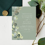 Budget Eucalyptus Greenery Wedding Invitations<br><div class="desc">Budget Eucalyptus Greenery Succulent Botanical Watercolor Emerald Green Spring Wedding Invitations on White background - includes beautiful and elegant script typography with modern botanical leaves and greenery for the special Wedding day celebration.</div>