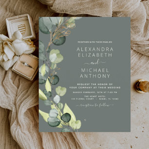 Budget Eucalyptus Greenery Wedding Invitations
