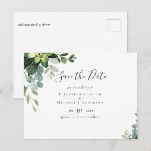 BUDGET Eucalyptus greenery Wedding Postcard