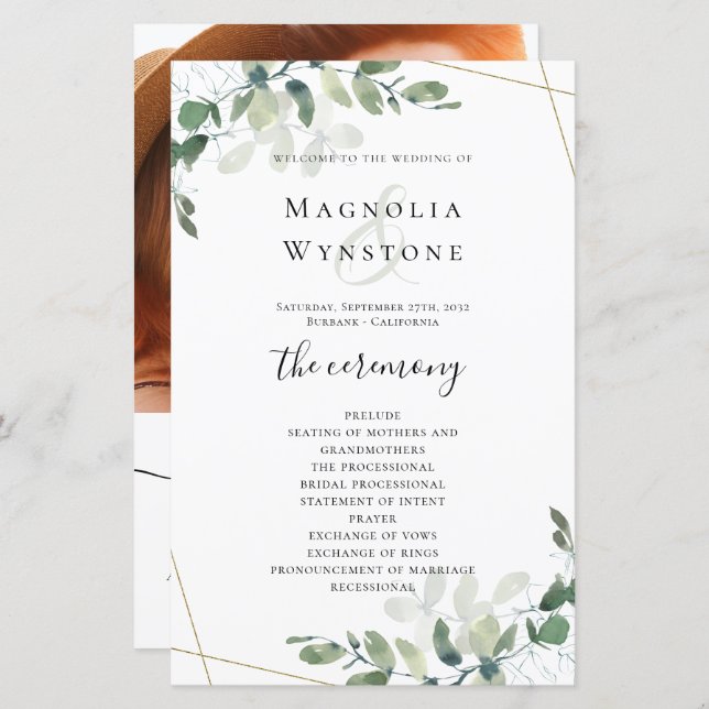 BUDGET Eucalyptus Greenery Wedding Program (Front/Back)