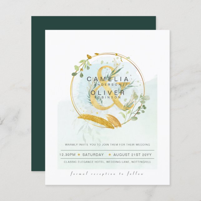 Budget Eucalyptus Greenery Wedding QR CODE Invite (Front/Back)