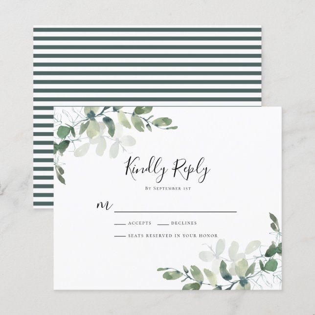 BUDGET Eucalyptus Greenery Wedding RSVP Card (Front/Back)
