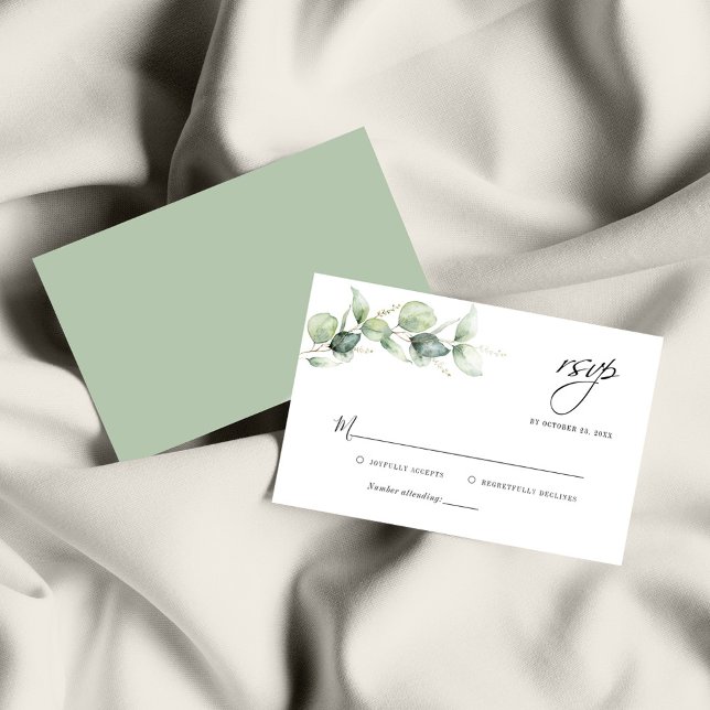 Budget Eucalyptus Greenery Wedding RSVP Card (Creator Uploaded)