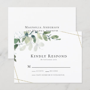 BUDGET Eucalyptus Greenery Wedding RSVP Postcard