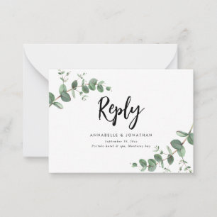 budget Eucalyptus Greenery Wedding RSVP reply Note Card