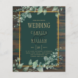 BUDGET Eucalyptus Greenery WEDDING Rustic Wood QR Flyer