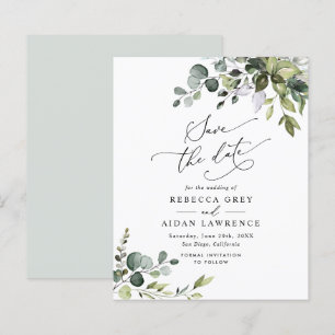 Budget Eucalyptus Greenery Wedding Save the Date
