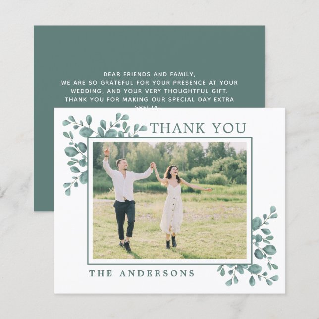 Budget Eucalyptus Greenery Wedding Thank You (Front/Back)