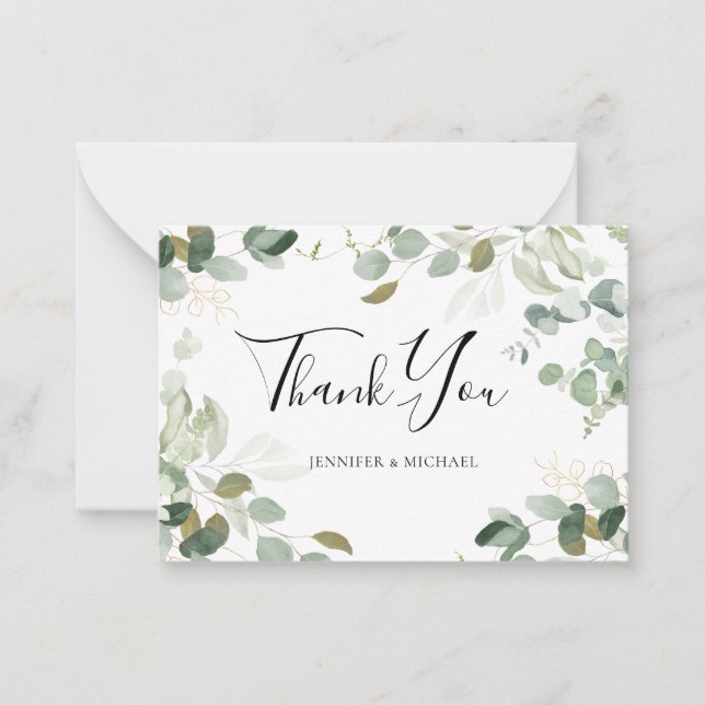 BUDGET Eucalyptus Greenery Wedding Thank You Note  Card (Front)