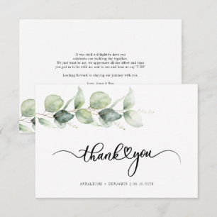 Budget Eucalyptus Hand-Lettered Wedding Thank You Card