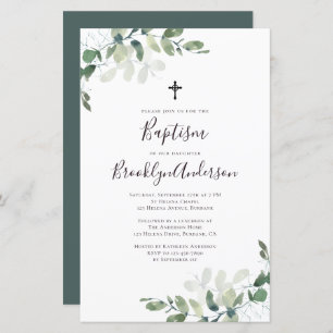 BUDGET Eucalyptus Large Baptism Invitation