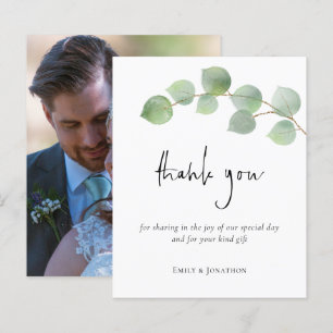 Budget Eucalyptus Leaf Script Photo Thank You