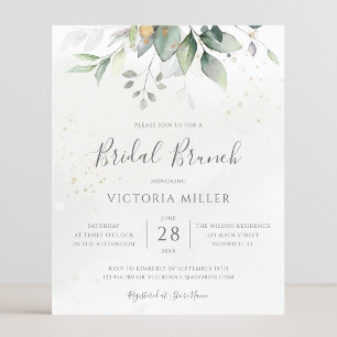 Budget Eucalyptus Leaves Bridal Brunch Invitation