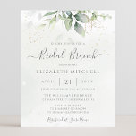 Budget Eucalyptus Leaves Bridal Brunch Invitation<br><div class="desc">Beautiful bridal brunch invitation featuring watercolor eucalyptus and gold leaves.</div>