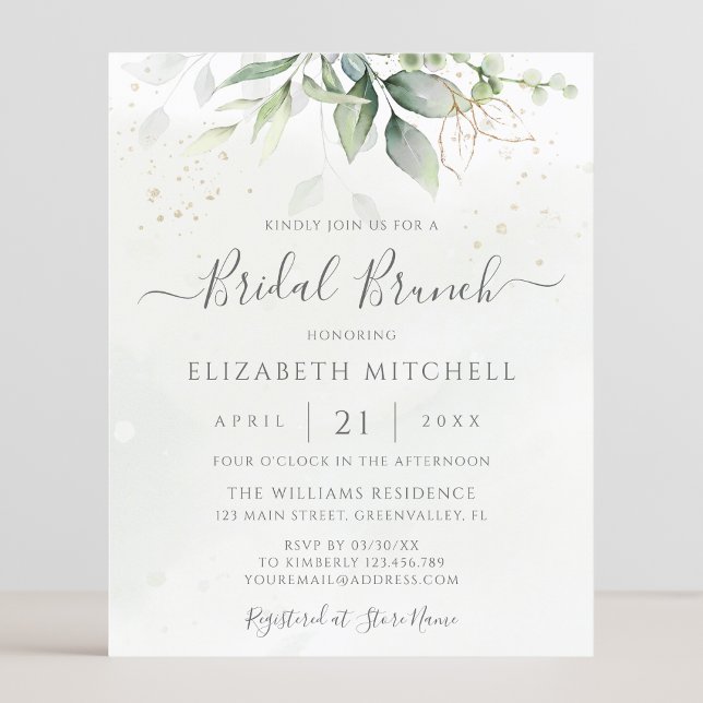 Budget Eucalyptus Leaves Bridal Brunch Invitation (Creator Uploaded)