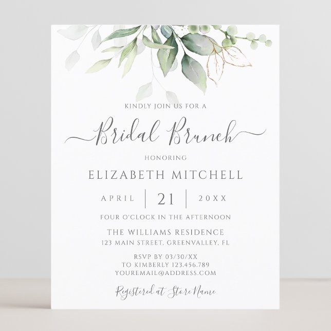 Budget Eucalyptus Leaves Bridal Brunch Invitation (Creator Uploaded)