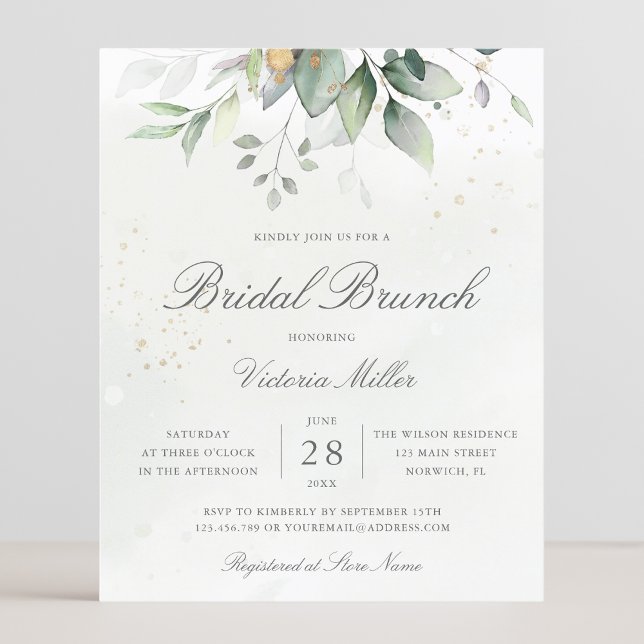 Budget Eucalyptus Leaves Bridal Brunch Invitation (Creator Uploaded)