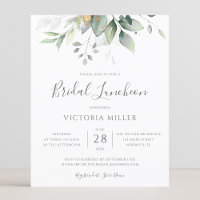 Budget Eucalyptus Leaves Bridal Luncheon Invites